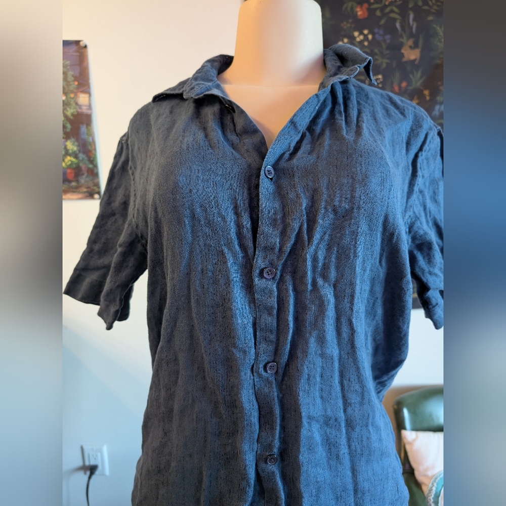 Calvin Klein Men's Blue Casual Button Down Short Sleeve Shirt Size Small - Picture 10 of 11